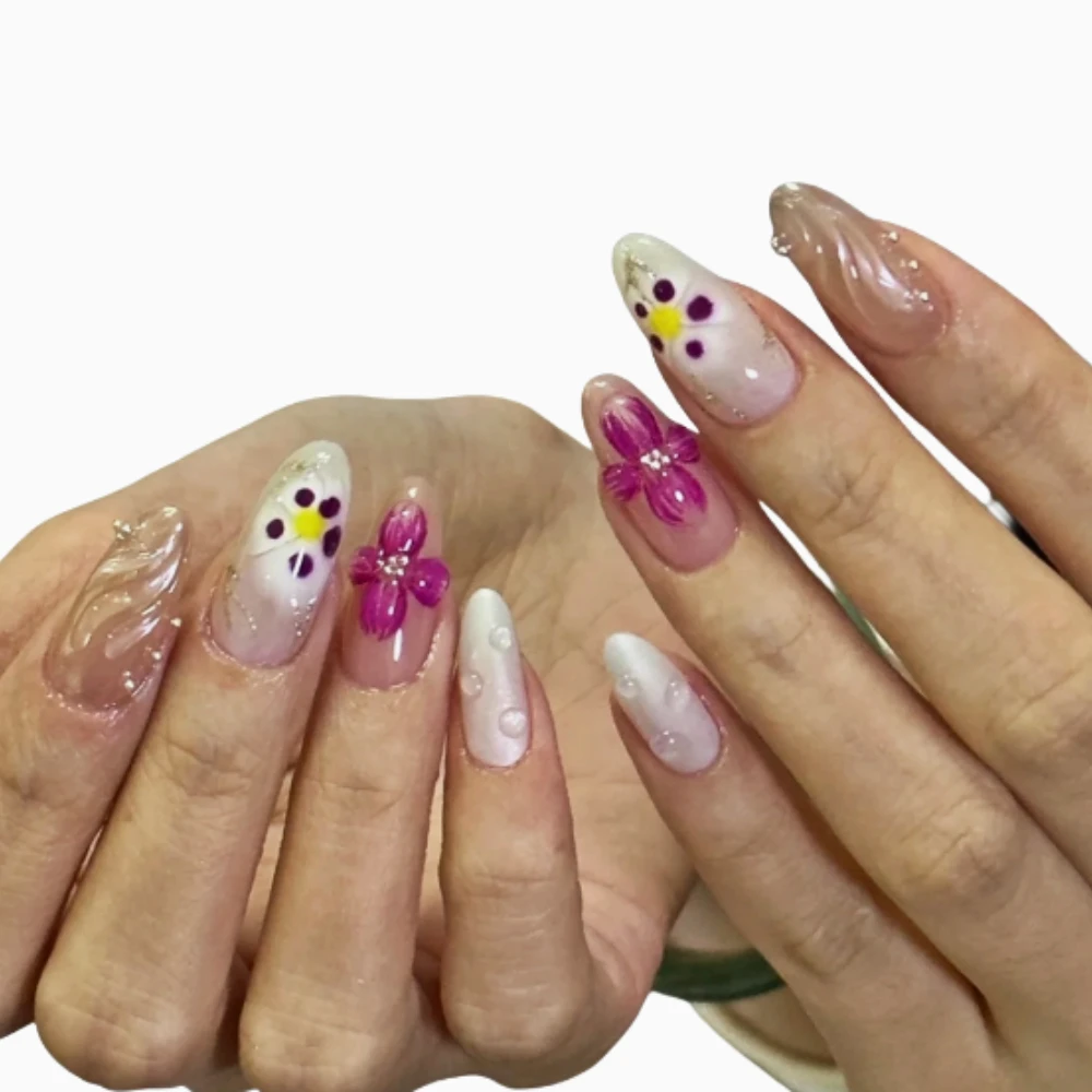 10Pcs Handmade Manicure Medium Almond Fake Nails Cute 3D Flower Limited Nails Press On Nails Design with Adhesive Nail File Set
10Pcs Handmade Manicure Medium Almond Fake Nails Cute 3D Flower Limited Nails Press On Nails Design with Adhesive Nail File Set