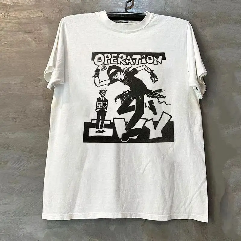 Operation Ivy Rock Band Черно-белая мужская летняя повседневная спортивная футболка с коротким рукавом с принтом Comic Sense, винтажный модный топ
Operation Ivy Rock Band Черно-белая мужская летняя повседневная спортивная футболка с коротким рукавом с принтом Comic Sense, винтажный модный топ