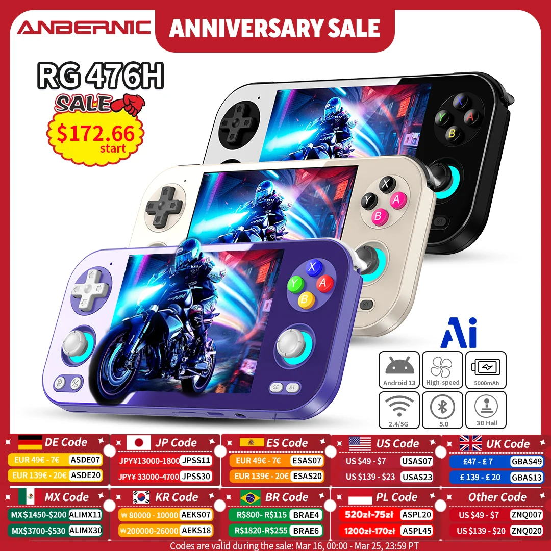 Портативная игровая консоль ANBERNIC RG 476H 4,7 дюйма LTPS In-Cell, полноэкранный Android RG476H, плеер для видеоигр, 1080p-DP Out
Портативная игровая консоль ANBERNIC RG 476H 4,7 дюйма LTPS In-Cell, полноэкранный Android RG476H, плеер для видеоигр, 1080p-DP Out