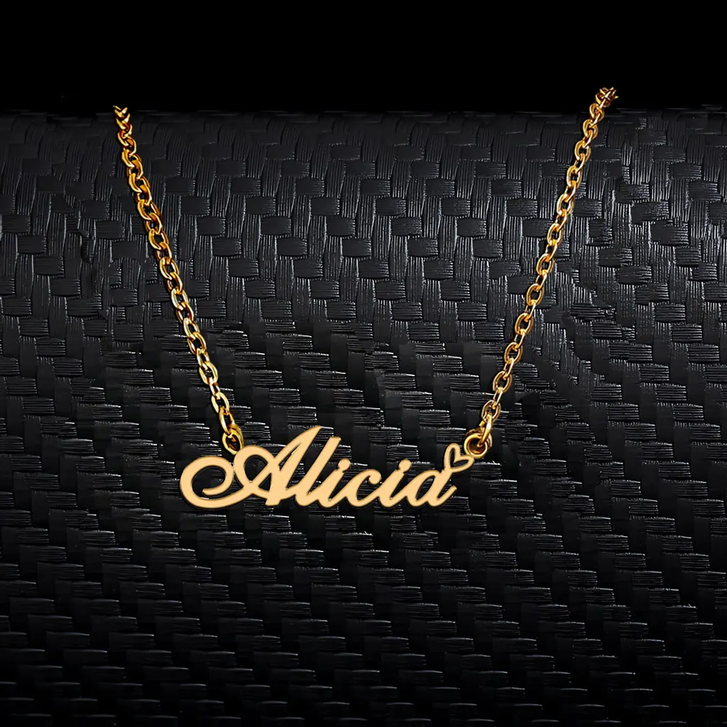 AOLOSHOW Trendy Alicia with Heart Pendant Name Necklace for Women Stainless Steel Gold Plated Jewelry Mother's Day Gift
AOLOSHOW Trendy Alicia with Heart Pendant Name Necklace for Women Stainless Steel Gold Plated Jewelry Mother's Day Gift