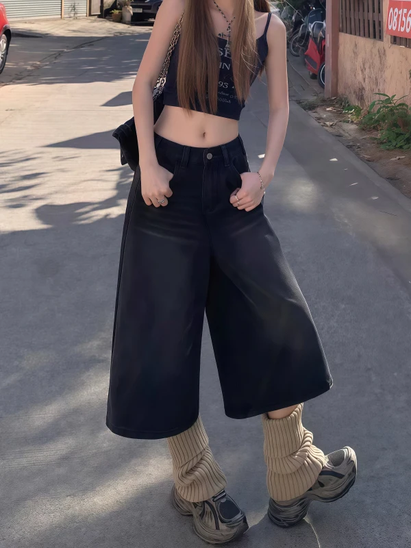 American Style Loose High Waist Wide Leg Jeans Women's Summer New Loose Lazy Style Seven-Foot Pants Casual Wear Black
American Style Loose High Waist Wide Leg Jeans Women's Summer New Loose Lazy Style Seven-Foot Pants Casual Wear Black