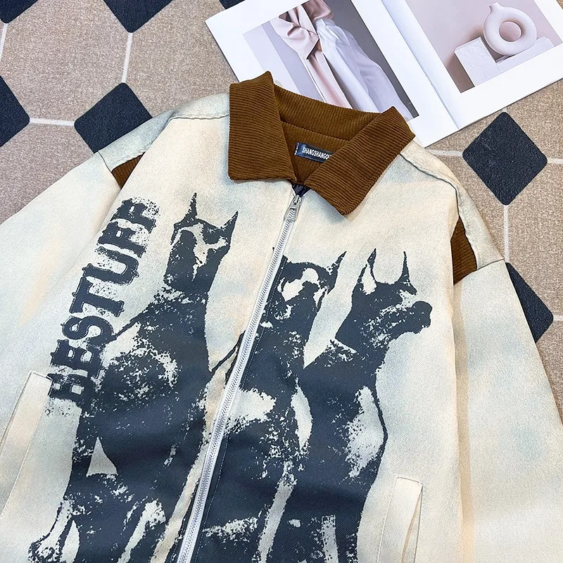 Warm Thiened Cotton Jaet for Men Autumn Winter Loose Fit High Street Sle Retro Collar Couples Outerwear Youth Faion
Warm Thiened Cotton Jaet for Men Autumn Winter Loose Fit High Street Sle Retro Collar Couples Outerwear Youth Faion