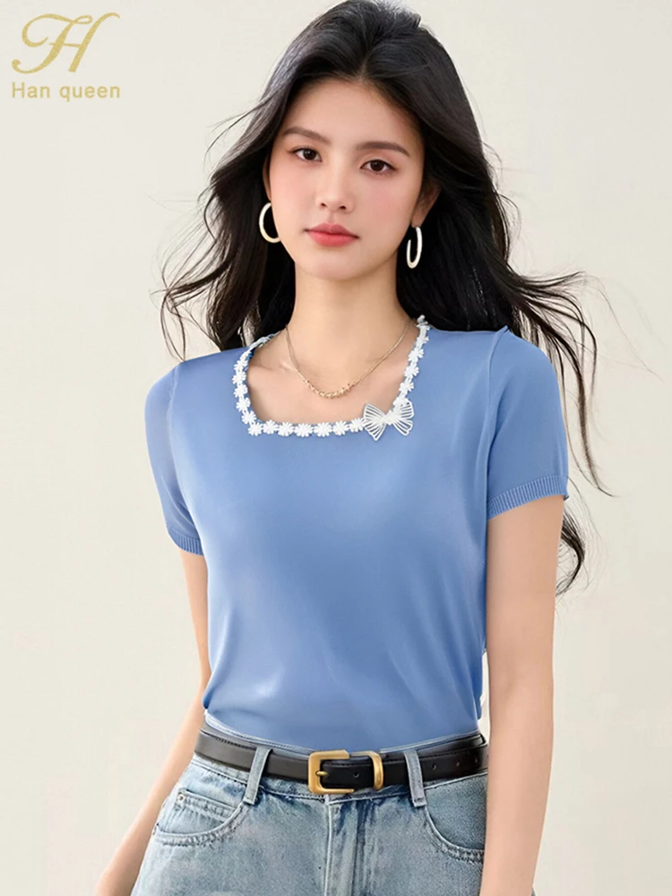 H Han Queen 2026 Summer Thin Korean Pullover Sweater Female Soft Elastic Chic Knitwear Vintage Short Sleeve Tops Woman Clothes
H Han Queen 2026 Summer Thin Korean Pullover Sweater Female Soft Elastic Chic Knitwear Vintage Short Sleeve Tops Woman Clothes