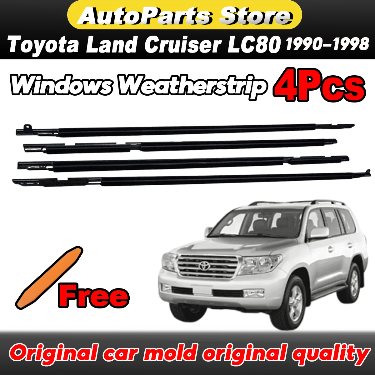 4PCS Outer Windows Rubber Weatherstrip Door Sealing Belt Moulding Trim for Toyota Land Cruiser LC80 Series LX450 1991-1998
4PCS Outer Windows Rubber Weatherstrip Door Sealing Belt Moulding Trim for Toyota Land Cruiser LC80 Series LX450 1991-1998