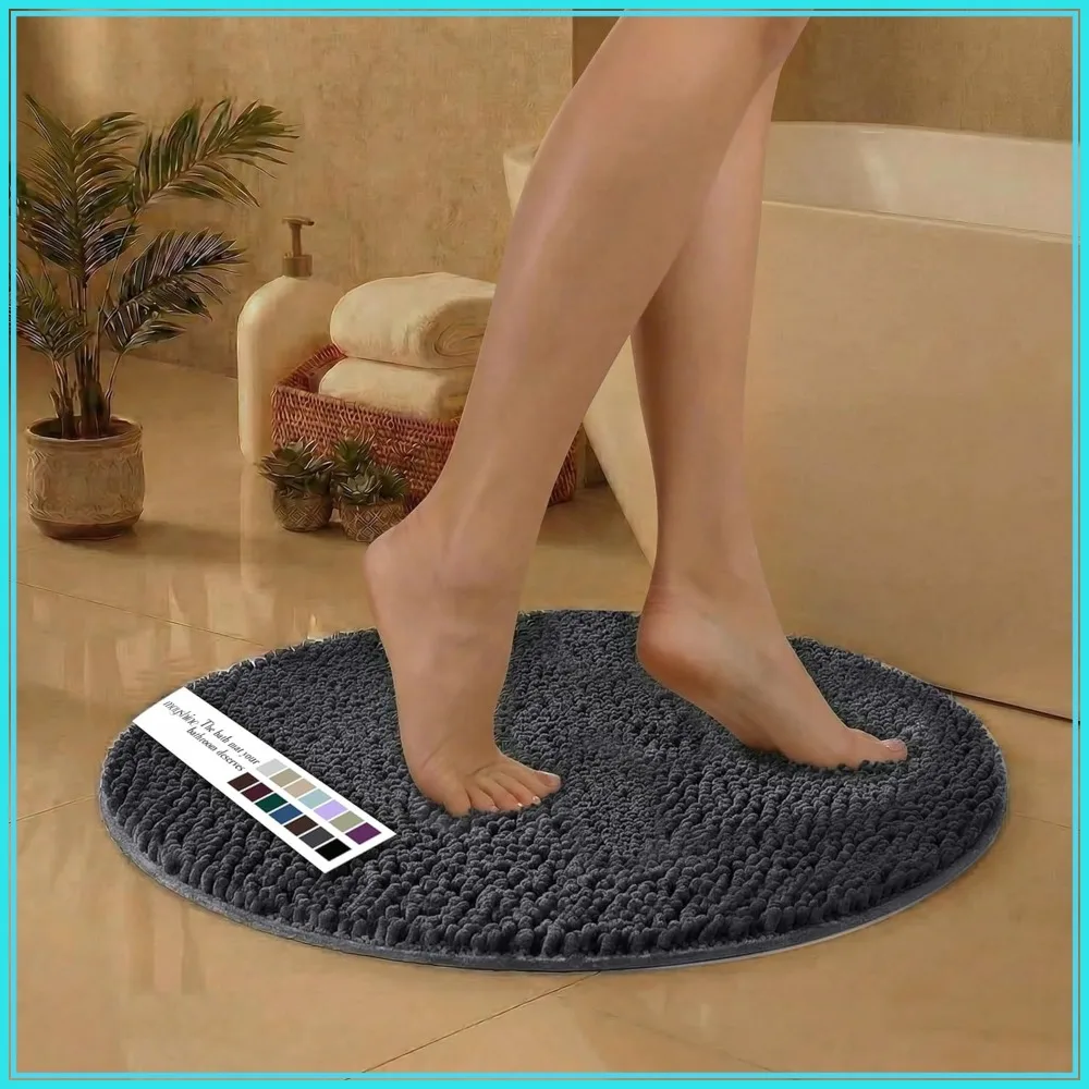 Round Chenille Bath Mat 36" - Soft, Absorbent, Non-Slip, Machine Washable - Charcoal Gray
Round Chenille Bath Mat 36" - Soft, Absorbent, Non-Slip, Machine Washable - Charcoal Gray