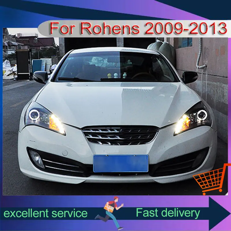 Headlight For Hyundai Rohens Coupe 2009-2013 LED Angel Eye Design Modification Upgrade Assembly Front Lamp Auto Accessories 
Headlight For Hyundai Rohens Coupe 2009-2013 LED Angel Eye Design Modification Upgrade Assembly Front Lamp Auto Accessories