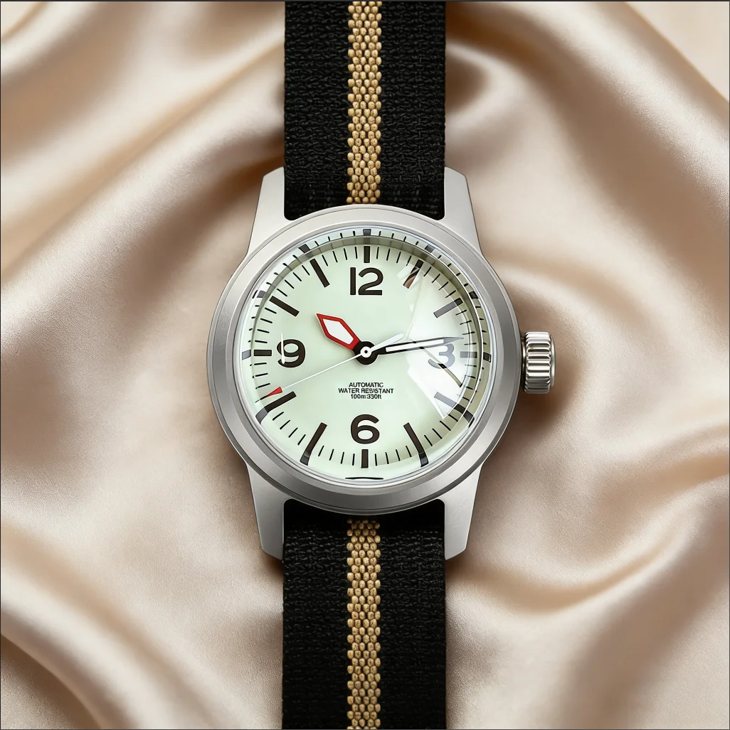 Tandorio 36mm Men's Field Automatic Watch For Miyota 8215 Asia 2824 100m Waterpoof Sapphire Glass Cream Yellow Full Lume Watch
Tandorio 36mm Men's Field Automatic Watch For Miyota 8215 Asia 2824 100m Waterpoof Sapphire Glass Cream Yellow Full Lume Watch