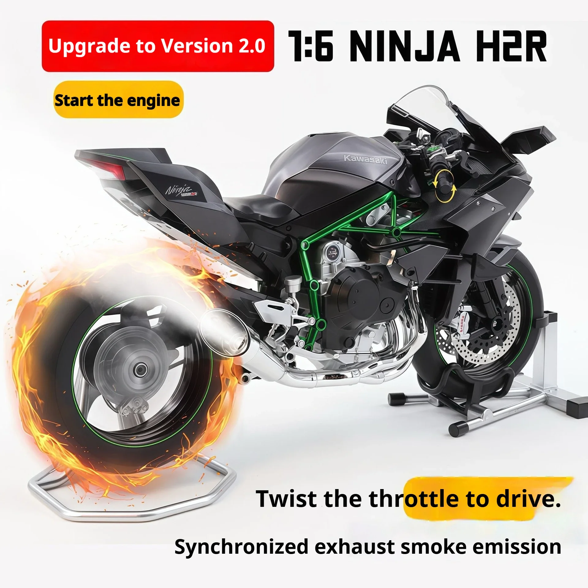 For Kawasaki H2R1: 6 spray alloy metal motorcycle model, dynamic version, boys' toy, birthday gift, model decoration item
For Kawasaki H2R1: 6 spray alloy metal motorcycle model, dynamic version, boys' toy, birthday gift, model decoration item