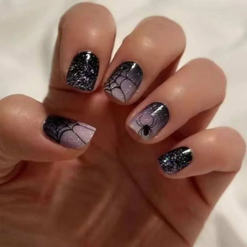 24 Pcs Halloween Holiday Fake Nails with Glue Spider Web Short Square False Nails Woman Ready-made Artificial Press on Nails Set
24 Pcs Halloween Holiday Fake Nails with Glue Spider Web Short Square False Nails Woman Ready-made Artificial Press on Nails Set