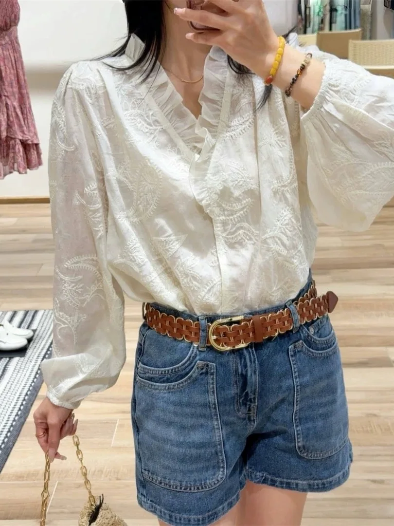 Elegant V-neck Embroidered Top And Shorts Set Summer 2026 Fashion Trend Wooden Ear Design Casual Loose Fit Polyester Fiber
Elegant V-neck Embroidered Top And Shorts Set Summer 2026 Fashion Trend Wooden Ear Design Casual Loose Fit Polyester Fiber
