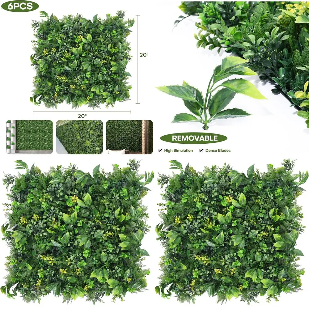 6-Pack 20x20 Artificial Boxwood Hedge Panels - UV-Protected Greenery for Outdoor and Indoor Decor
6-Pack 20x20 Artificial Boxwood Hedge Panels - UV-Protected Greenery for Outdoor and Indoor Decor