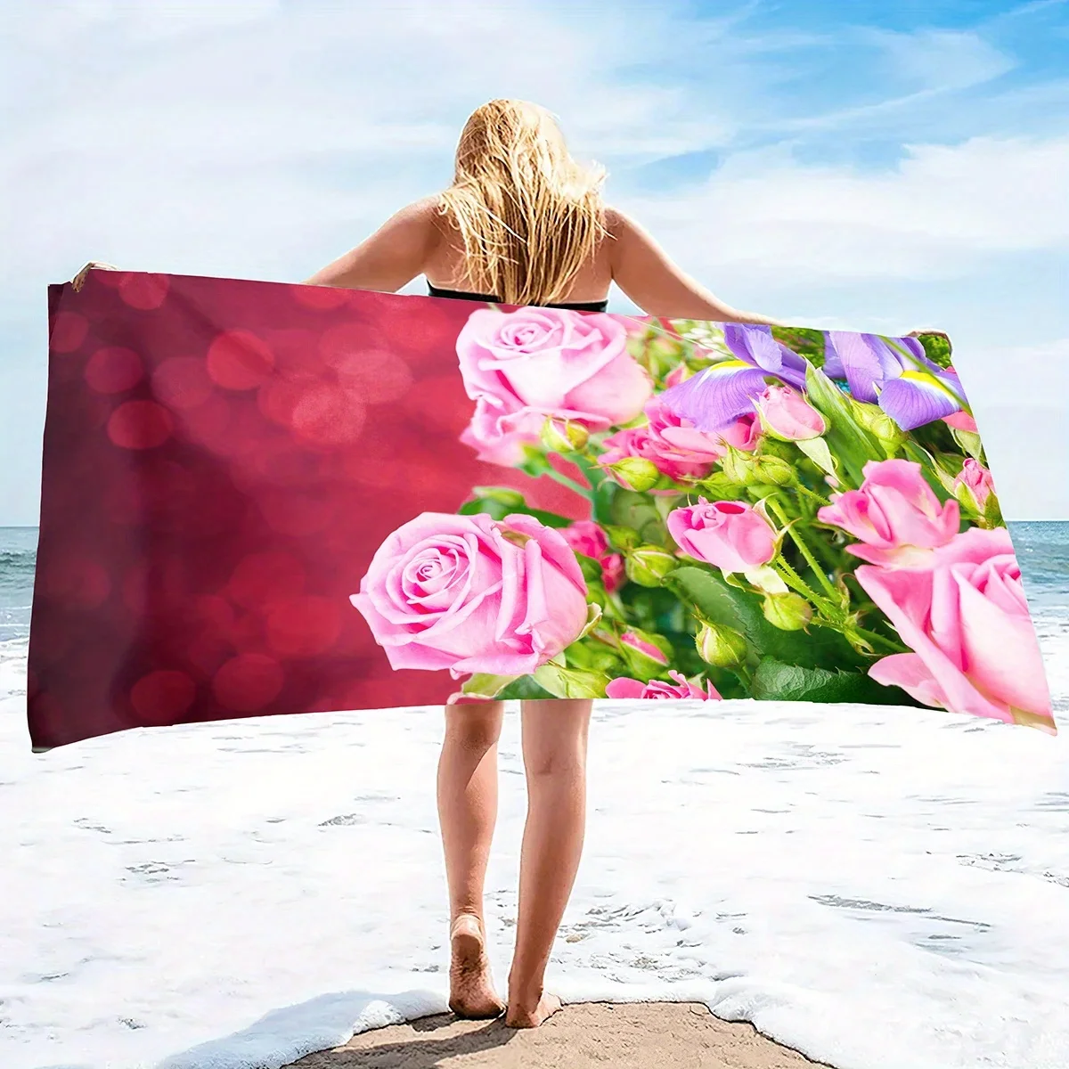 Beach towel rose and iris pattern sun protection and windproof suitable for pool camping travel blanket
Beach towel rose and iris pattern sun protection and windproof suitable for pool camping travel blanket