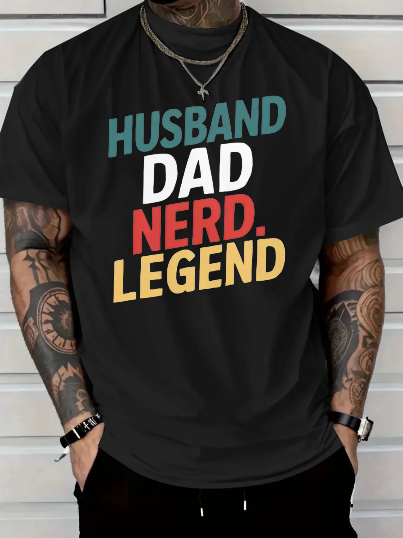 Мужская черная хлопковая футболка с рисунком Husband Dad Nerd Legend, повседневная футболка с короткими рукавами, повседневная футболка с жирным рисунком
Мужская черная хлопковая футболка с рисунком Husband Dad Nerd Legend, повседневная футболка с короткими рукавами, повседневная футболка с жирным рисунком