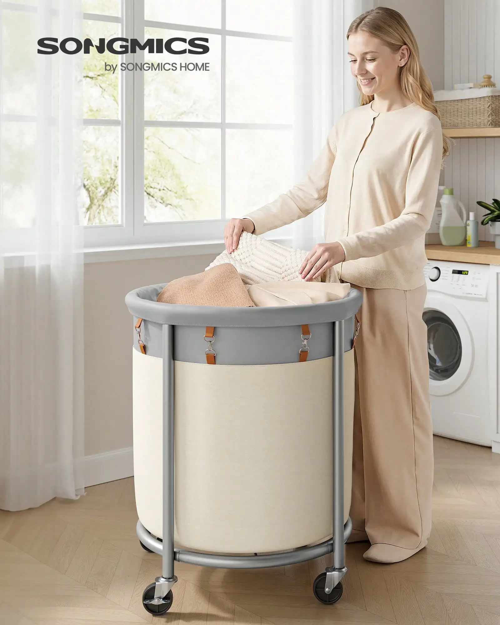 SONGMICS Laundry Basket With Wheels, Rolling Laundry Hamper, Round Laundry Cart With Steel Frame And Removable Bag, 4 Casters An
SONGMICS Laundry Basket With Wheels, Rolling Laundry Hamper, Round Laundry Cart With Steel Frame And Removable Bag, 4 Casters An