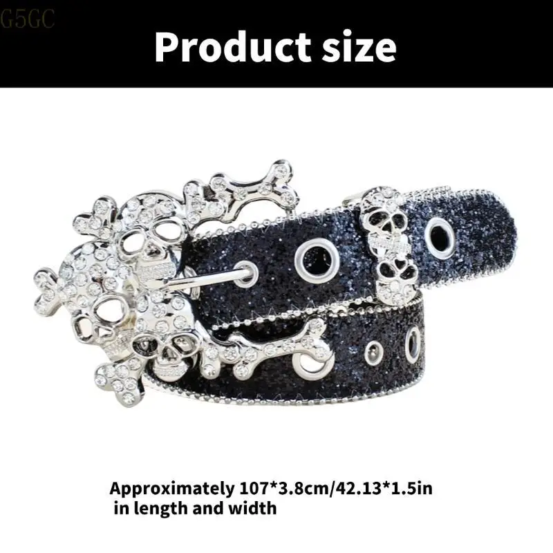 G5GC Glittering Rhinestones Skull Buckle Waist Belt for Trousers and Dresses Punk PU Leather Waist Accessories for Daily Use
G5GC Glittering Rhinestones Skull Buckle Waist Belt for Trousers and Dresses Punk PU Leather Waist Accessories for Daily Use