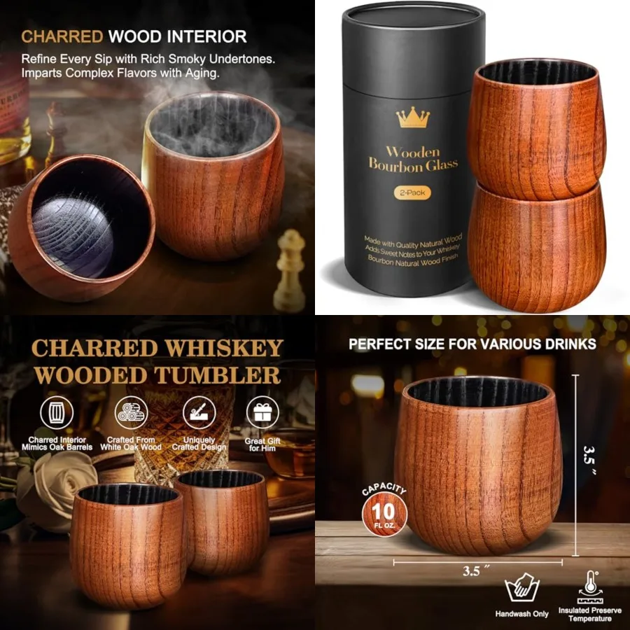 Charred Wooden Bourbon Drinking Glass, Bourbon Gifts for Men 10oz Wooden Old Fashioned Glasses Set Whiskey Tumbler Birthday Whi
Charred Wooden Bourbon Drinking Glass, Bourbon Gifts for Men 10oz Wooden Old Fashioned Glasses Set Whiskey Tumbler Birthday Whi
