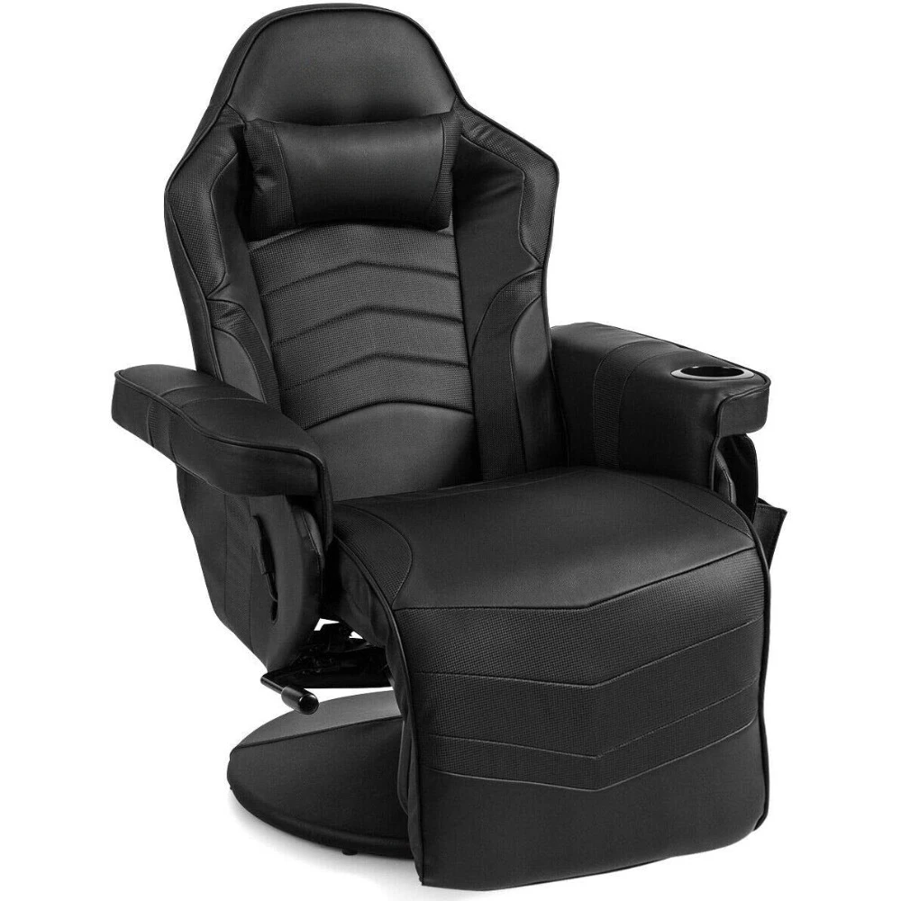 Massage game chair, racing style game lounge chair with adjustable backrest and footrest, ergonomic high back PU leather chair
Massage game chair, racing style game lounge chair with adjustable backrest and footrest, ergonomic high back PU leather chair