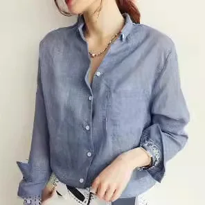 Women's Summer Solid Color Cotton And Linen Shirt Long Sleeve Loose Lapel Thin Sun Protection Clothing Office Women's Clothes
Women's Summer Solid Color Cotton And Linen Shirt Long Sleeve Loose Lapel Thin Sun Protection Clothing Office Women's Clothes