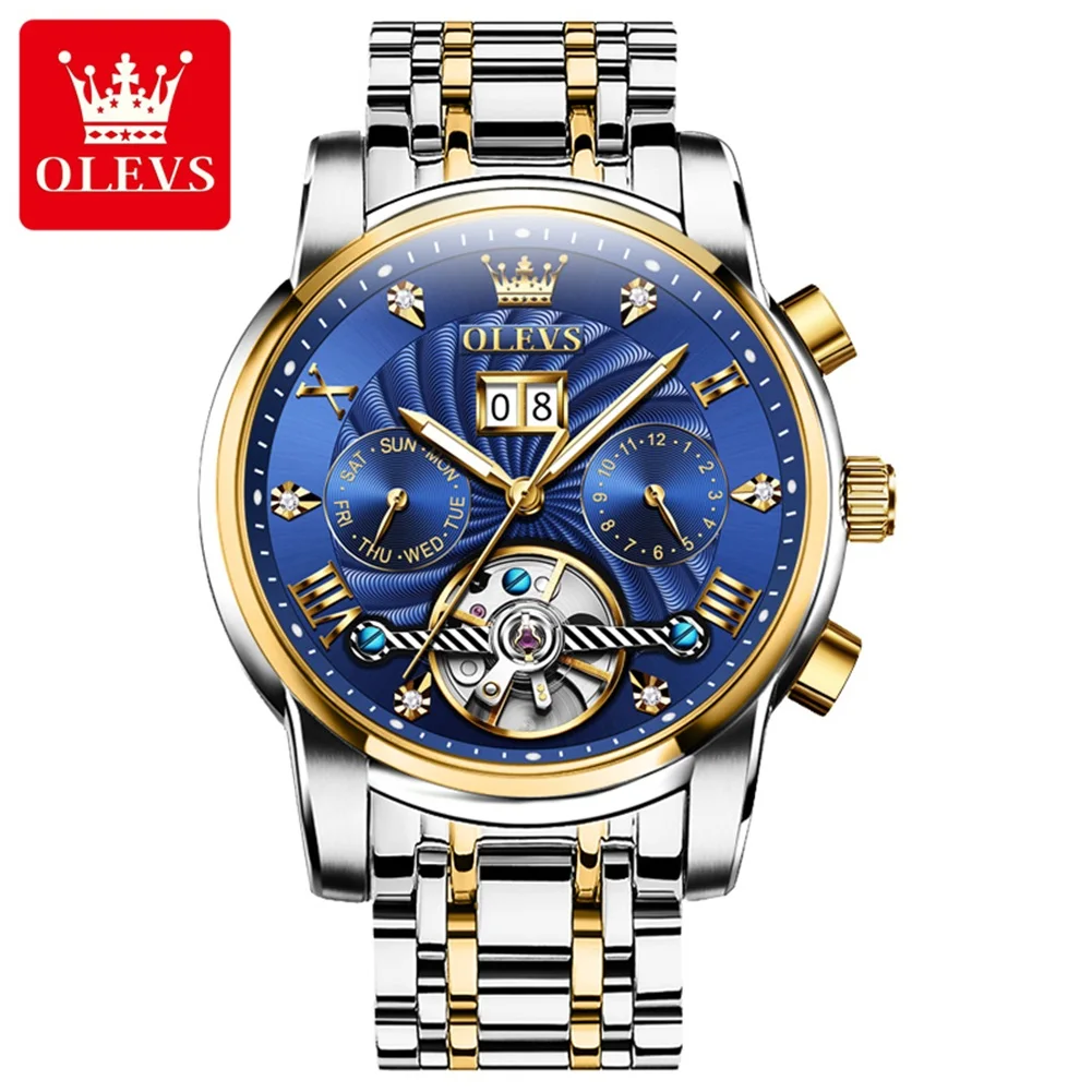 OLEVS 9910 Automatic Mechanical Men's Watch Multifunctional Tourbillon Design Stainless Steel Waterproof Luxury Brand Watches
OLEVS 9910 Automatic Mechanical Men's Watch Multifunctional Tourbillon Design Stainless Steel Waterproof Luxury Brand Watches