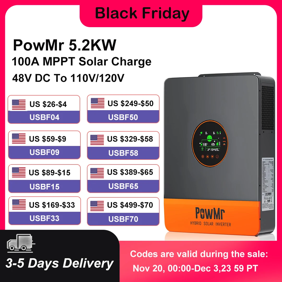 5KW Single Phase 120V 110V AC Off-Grid 48V All In One Hybrid Inversor Built 80A/100A MPPT Solar Charger Controller Fit for Home
5KW Single Phase 120V 110V AC Off-Grid 48V All In One Hybrid Inversor Built 80A/100A MPPT Solar Charger Controller Fit for Home