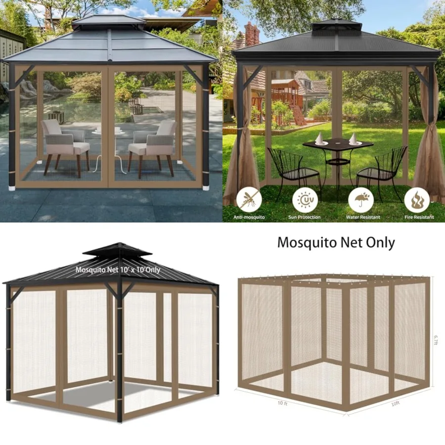 Gazebo Universal Replacement Mosquito Netting, Outdoor Mesh Netting Screen 4-Panel Sidewall with Zipper for Patio, Canopy, Gard
Gazebo Universal Replacement Mosquito Netting, Outdoor Mesh Netting Screen 4-Panel Sidewall with Zipper for Patio, Canopy, Gard
