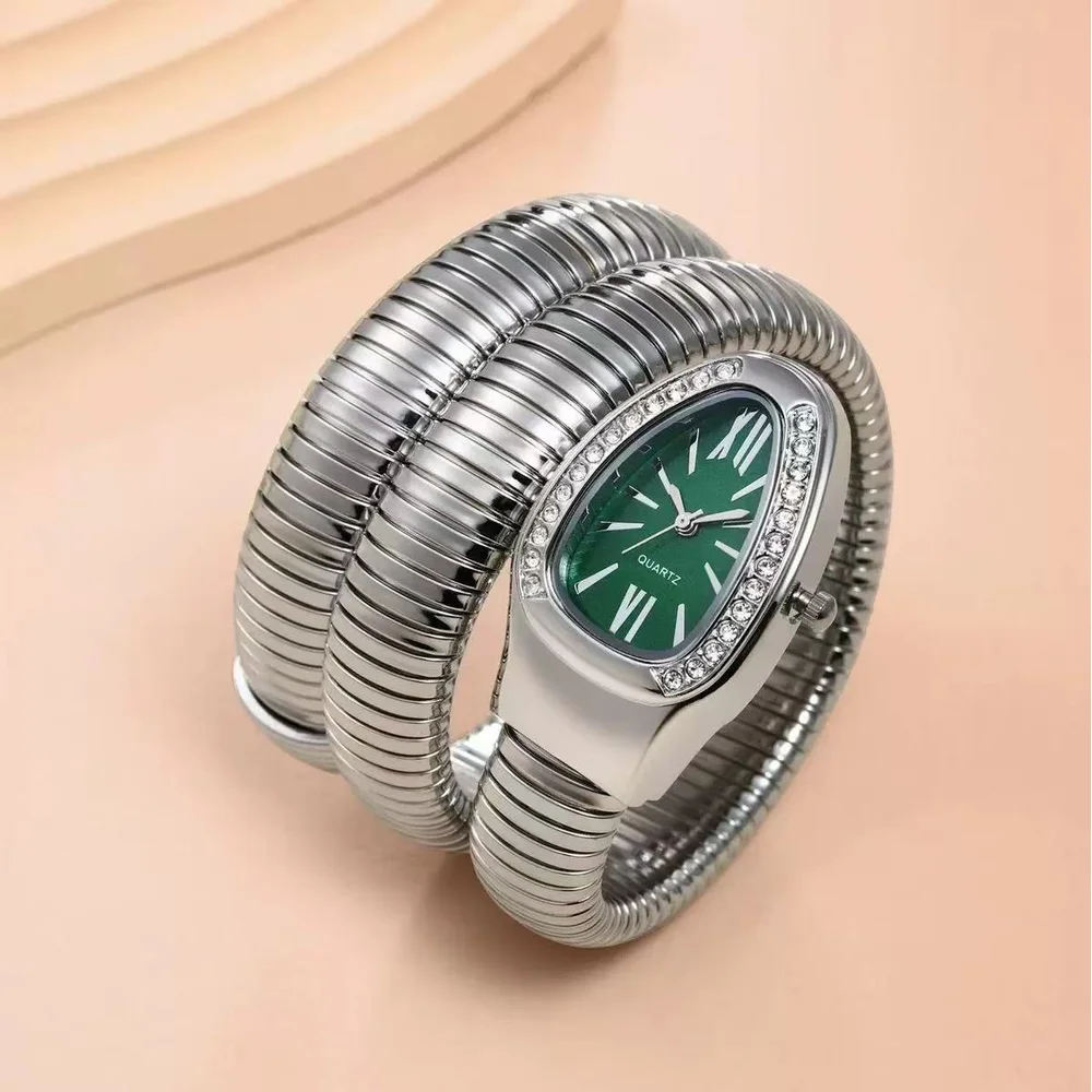 Luxury Snake Shape Women's Watch, Rhinestone Green Dial Coiled Bracelet Wristwatch, Fashion Quartz Bangle Watch, Elegant Gift Fo
Luxury Snake Shape Women's Watch, Rhinestone Green Dial Coiled Bracelet Wristwatch, Fashion Quartz Bangle Watch, Elegant Gift Fo