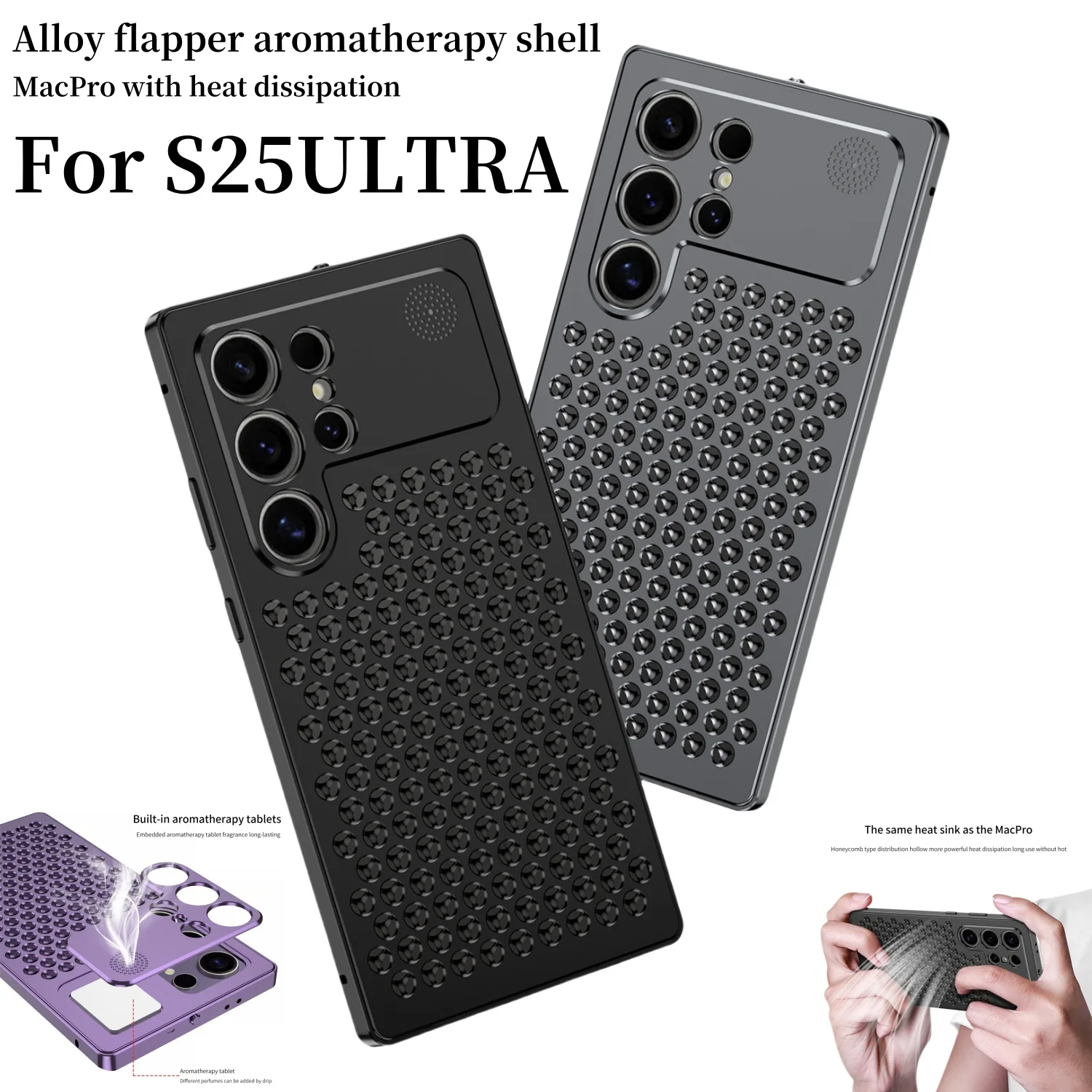 For Samsung Galaxy S25 Ultra s24Ultra Phone Case Elastic Buckle Aromatherapy Heat Dissipation Aluminum Alloy Protective Cover
For Samsung Galaxy S25 Ultra s24Ultra Phone Case Elastic Buckle Aromatherapy Heat Dissipation Aluminum Alloy Protective Cover