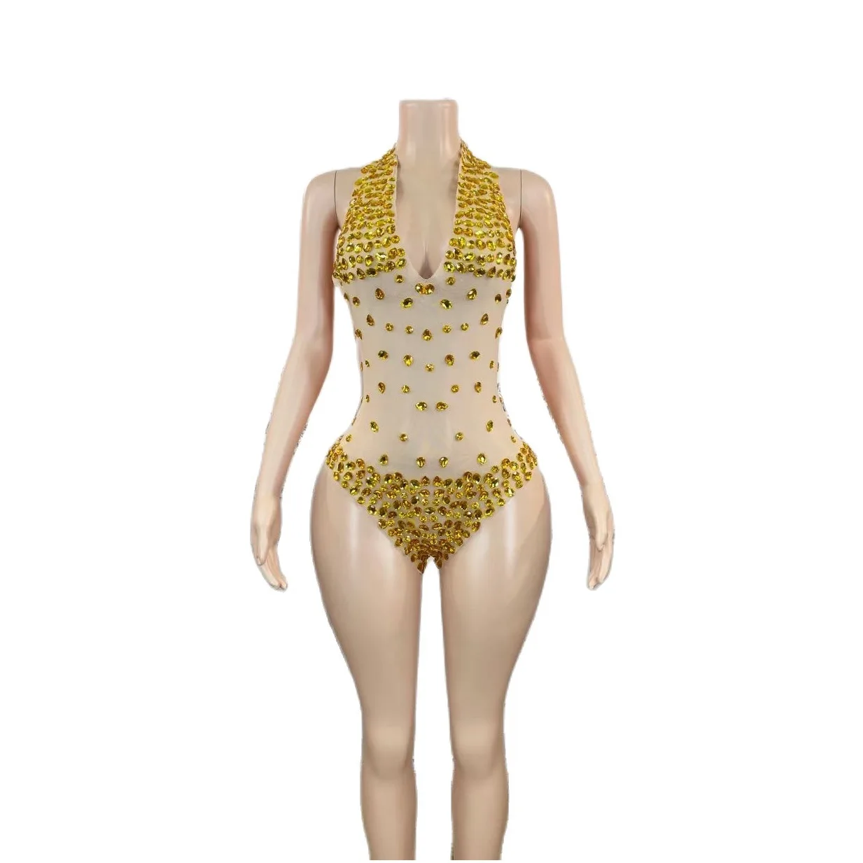 V-Neck Shining Crystal Sexy Backless Halter Belt Yellow Pink Bodysuits For Women Nightclub Prom Clothing Stage Singer Costumes
V-Neck Shining Crystal Sexy Backless Halter Belt Yellow Pink Bodysuits For Women Nightclub Prom Clothing Stage Singer Costumes