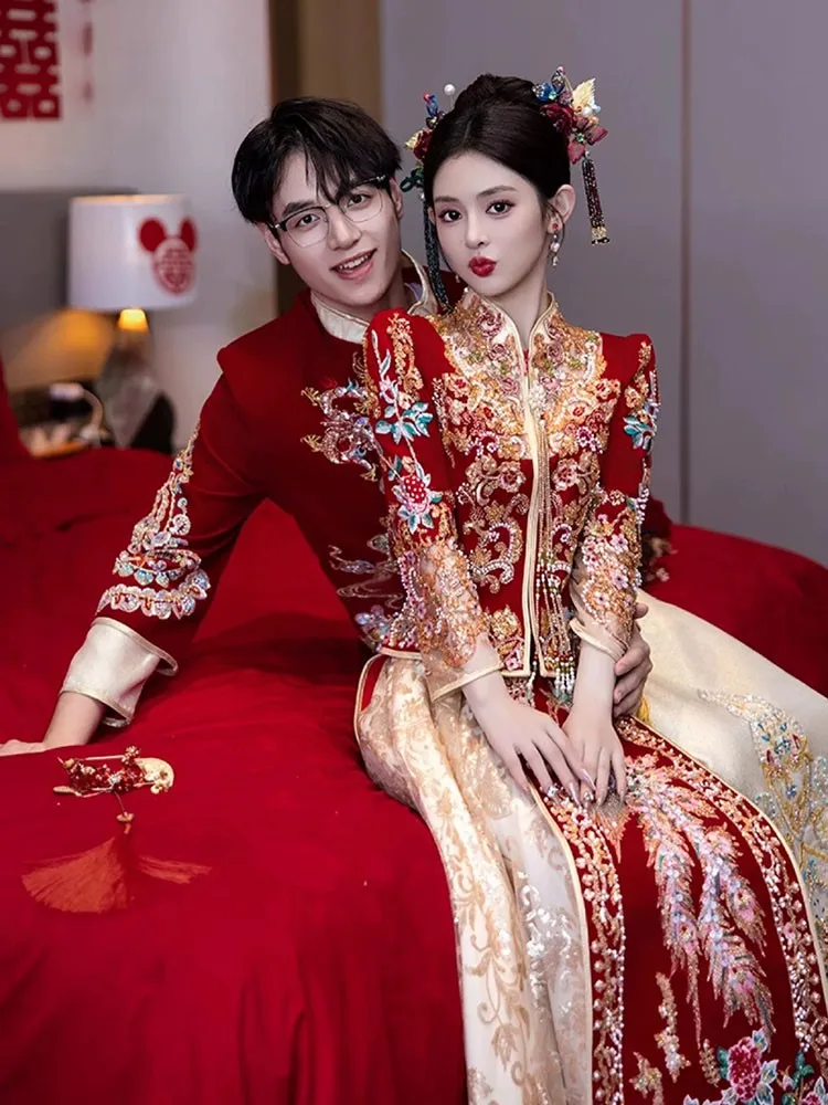 New wedding dress and attire large-sized for brides gowns men women dragon phoenix jackets
New wedding dress and attire large-sized for brides gowns men women dragon phoenix jackets