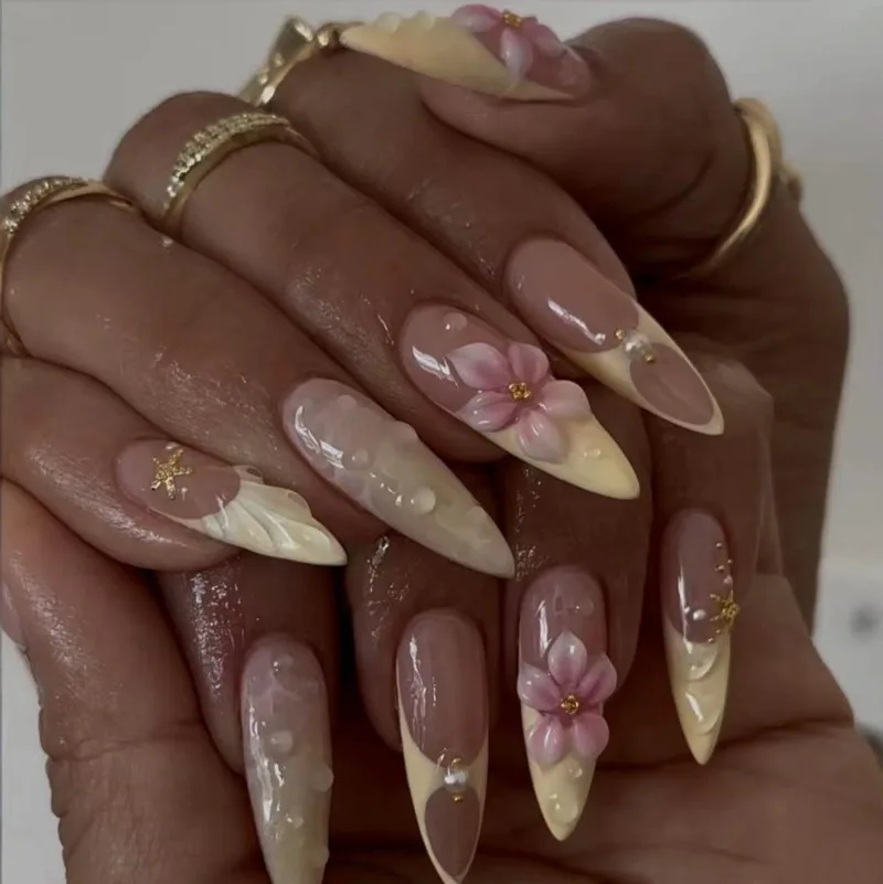 24PCS Nude Yellow French Acylic Nail Tip 3D Flower Shell Starfish Almond Press on Nails Full Cover Wearable Fake Nails for Women
24PCS Nude Yellow French Acylic Nail Tip 3D Flower Shell Starfish Almond Press on Nails Full Cover Wearable Fake Nails for Women
