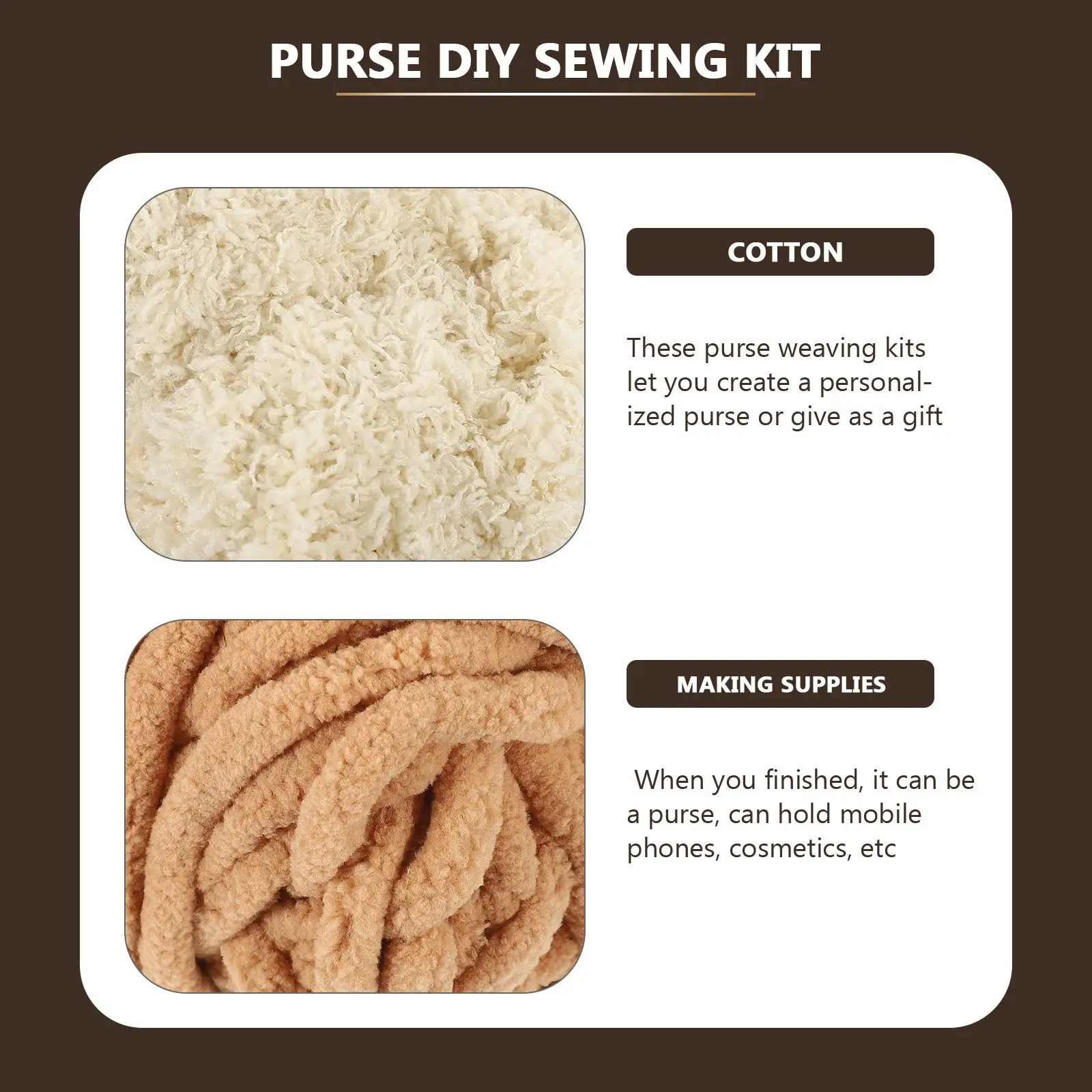 DIY Woven Purse Material Kit Handmade Bag Supplies Plush Pouch Sewing Random Color Accessories Craft Fun Embroidery
DIY Woven Purse Material Kit Handmade Bag Supplies Plush Pouch Sewing Random Color Accessories Craft Fun Embroidery