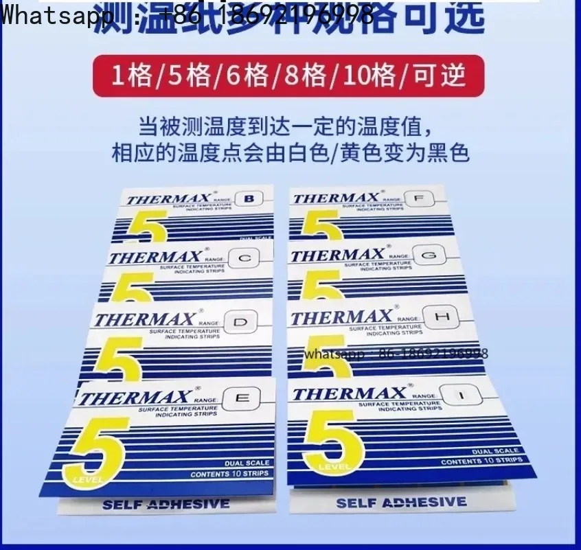 UK Thermax Temperature Measurement Paper Laboratory Hightest Reversible Temperature Sticker Eight Grids Ten Grids 10 Strips
UK Thermax Temperature Measurement Paper Laboratory Hightest Reversible Temperature Sticker Eight Grids Ten Grids 10 Strips