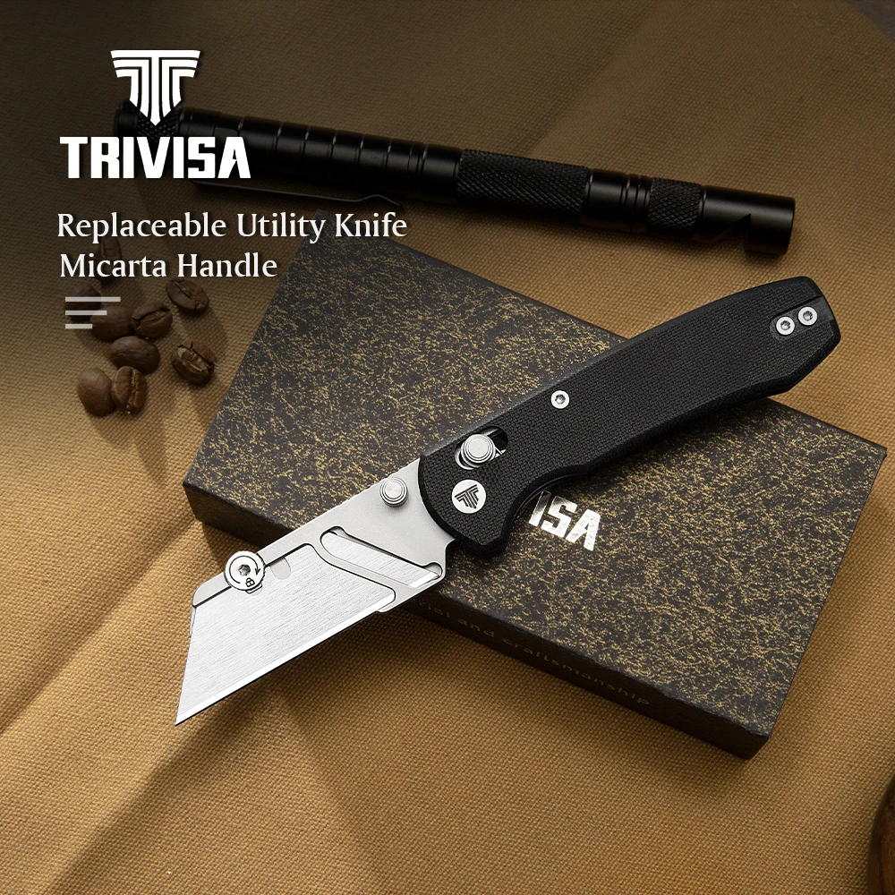 TRIVISA Folding Utility Puppy Knife 6pcs SK5 Quick-Change Blade G10 Handle With Clip for Carboard Box Cutter Outdoor Hand Tool
TRIVISA Folding Utility Puppy Knife 6pcs SK5 Quick-Change Blade G10 Handle With Clip for Carboard Box Cutter Outdoor Hand Tool