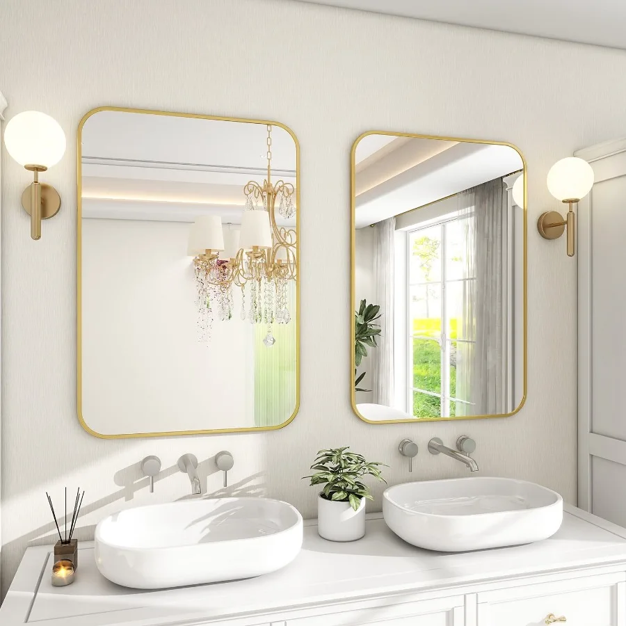 24"x36" Bathroom Vanity Mirror with Safe Corners Wall Decor Gold
24"x36" Bathroom Vanity Mirror with Safe Corners Wall Decor Gold