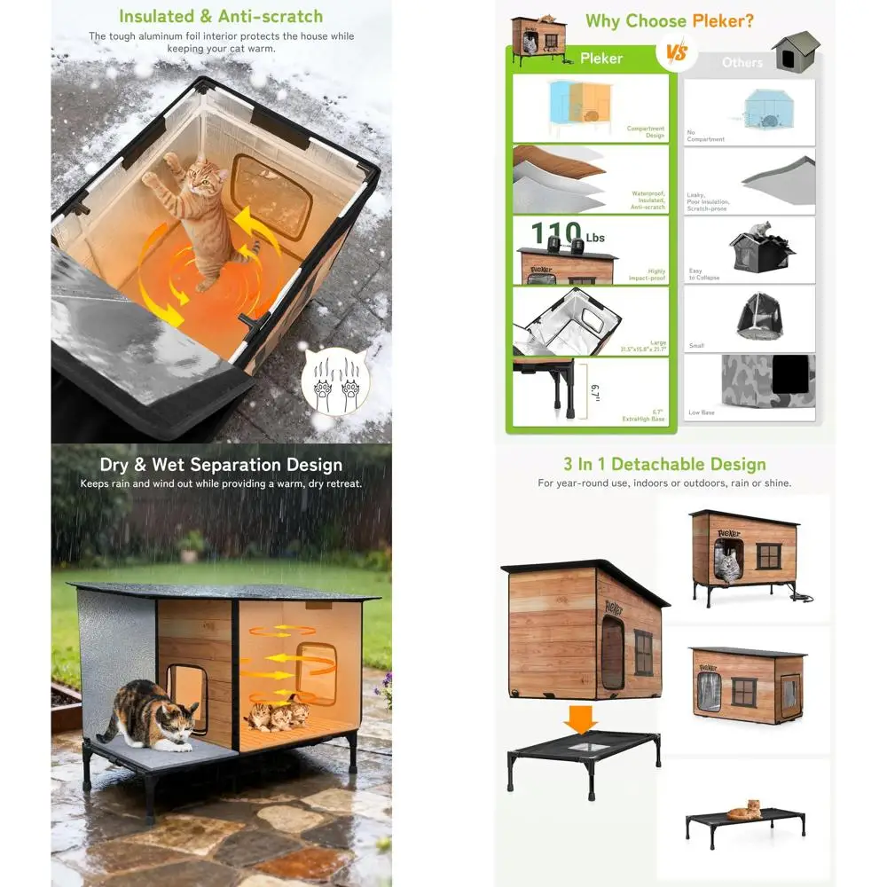 Приподнятое укрытие для кошек на открытом воздухе с водонепроницаемой изоляцией и грелками для защиты от зимы
Приподнятое укрытие для кошек на открытом воздухе с водонепроницаемой изоляцией и грелками для защиты от зимы