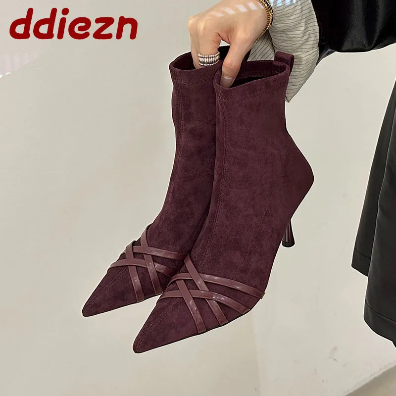 Фиолетовая обувь, модные эластичные женские ботильоны, женская обувь на каблуке, женские современные короткие ботинки, обувь без шнуровки
Фиолетовая обувь, модные эластичные женские ботильоны, женская обувь на каблуке, женские современные короткие ботинки, обувь без шнуровки