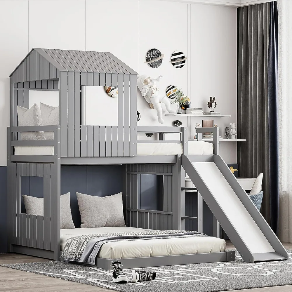Двухъярусная кровать Harper & Bright Designs House с горкой, деревянная двуспальная двухъярусная кровать с крышей, мешалкой и защитными перилами, двухъярусная напольная кровать Lo
Двухъярусная кровать Harper & Bright Designs House с горкой, деревянная двуспальная двухъярусная кровать с крышей, мешалкой и защитными перилами, двухъярусная напольная кровать Lo