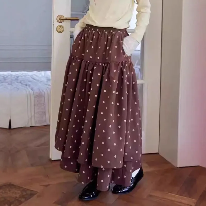 Французские юбки в горошек для женщин, осень Y2K, модные плиссированные длинные юбки с высокой талией, женские свободные винтажные элегантные юбки-миди
Французские юбки в горошек для женщин, осень Y2K, модные плиссированные длинные юбки с высокой талией, женские свободные винтажные элегантные юбки-миди