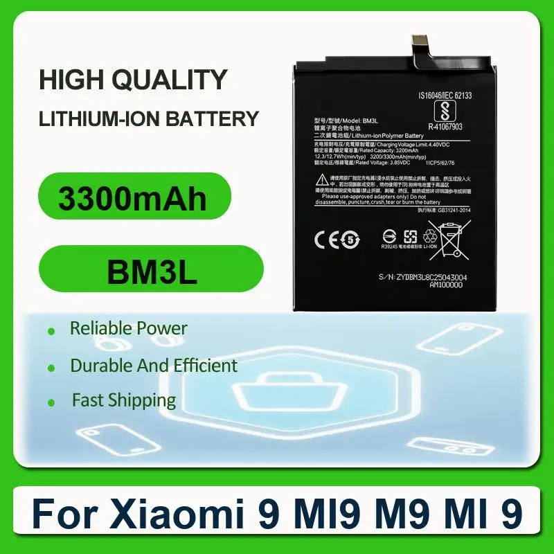 Replacement Mobile Phone Battery For Xiaomi 9 MI9 M9 MI 9 BM3L BM3L 3300mAh
Replacement Mobile Phone Battery For Xiaomi 9 MI9 M9 MI 9 BM3L BM3L 3300mAh