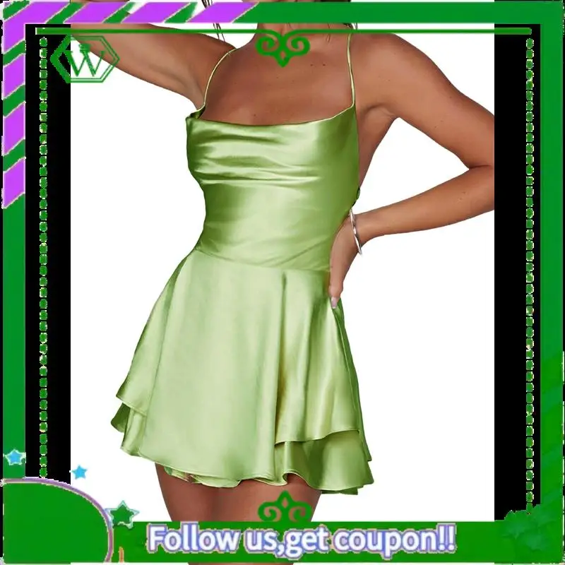 A18P-Women's Elegant Satin A-Line Summer Sleevesless Bandage Back Spaghetti Strape Tiered Jumpsuits
A18P-Women's Elegant Satin A-Line Summer Sleevesless Bandage Back Spaghetti Strape Tiered Jumpsuits