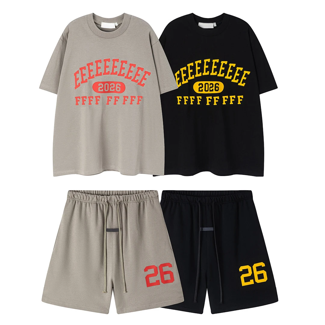 PRC Trendy Brand 26ss New Collection Luxury Design Logo Print T shirt Shorts Set Men Women High Street Summer Tees Shorts Set
PRC Trendy Brand 26ss New Collection Luxury Design Logo Print T shirt Shorts Set Men Women High Street Summer Tees Shorts Set