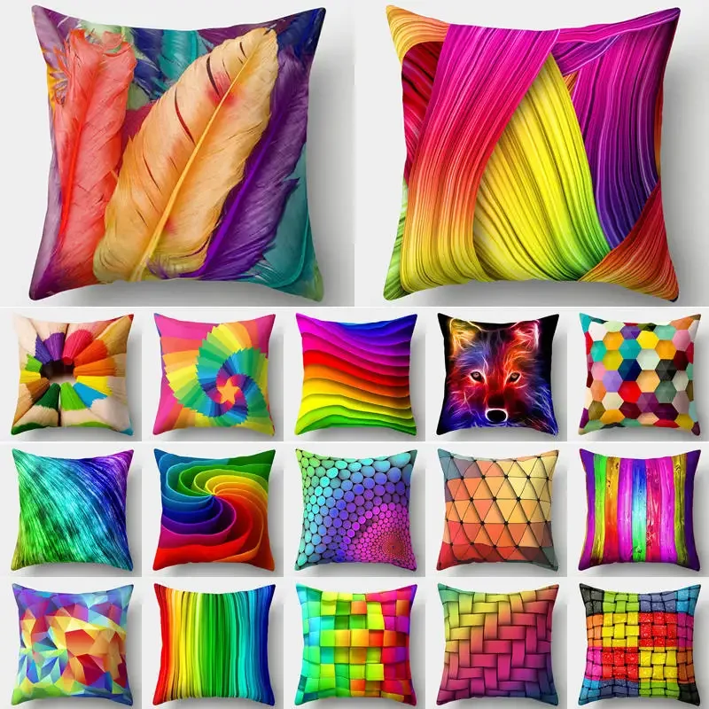 Rainbow Pillow Case Cushion Cover Cushion Colorful Geometric Feather Polyester Decor for Home Car Sofa Pillow Cover 40544
Rainbow Pillow Case Cushion Cover Cushion Colorful Geometric Feather Polyester Decor for Home Car Sofa Pillow Cover 40544