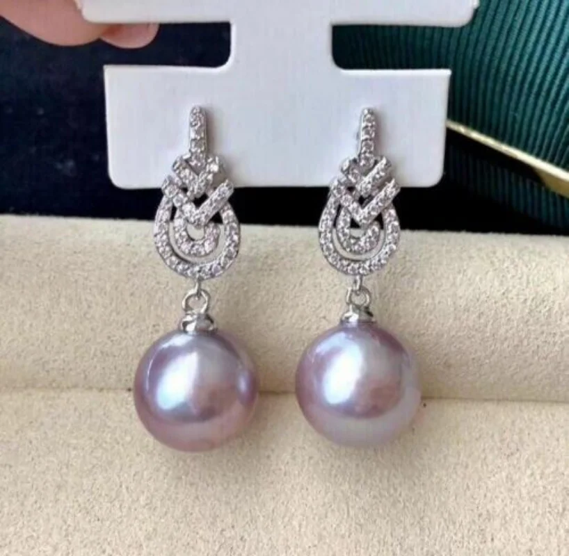 Gorgeous Charming AAA 9-10mm 10-11mm Natural South Sea Purple Pearl Earrings 925 Silver earrings for women earrings dangle
Gorgeous Charming AAA 9-10mm 10-11mm Natural South Sea Purple Pearl Earrings 925 Silver earrings for women earrings dangle