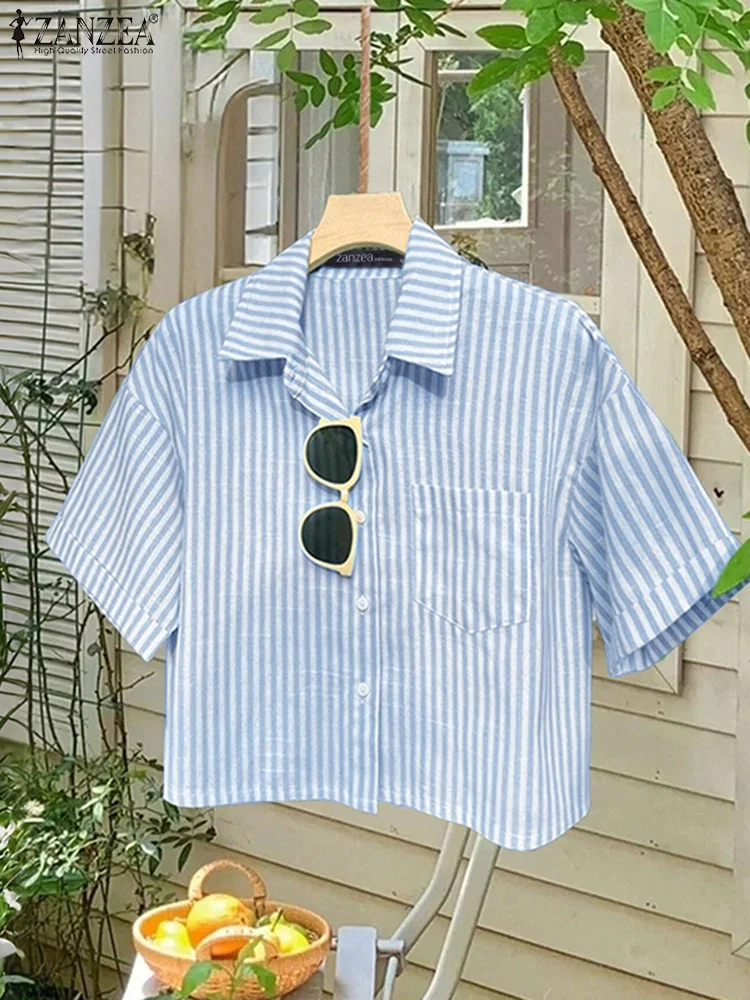 ZANZEA Summer Casual Striped Shirts Woman Turn-Down Collar Short Sleeve Button Up Short Chemise Femme Day Wear Commuting Tops
ZANZEA Summer Casual Striped Shirts Woman Turn-Down Collar Short Sleeve Button Up Short Chemise Femme Day Wear Commuting Tops
