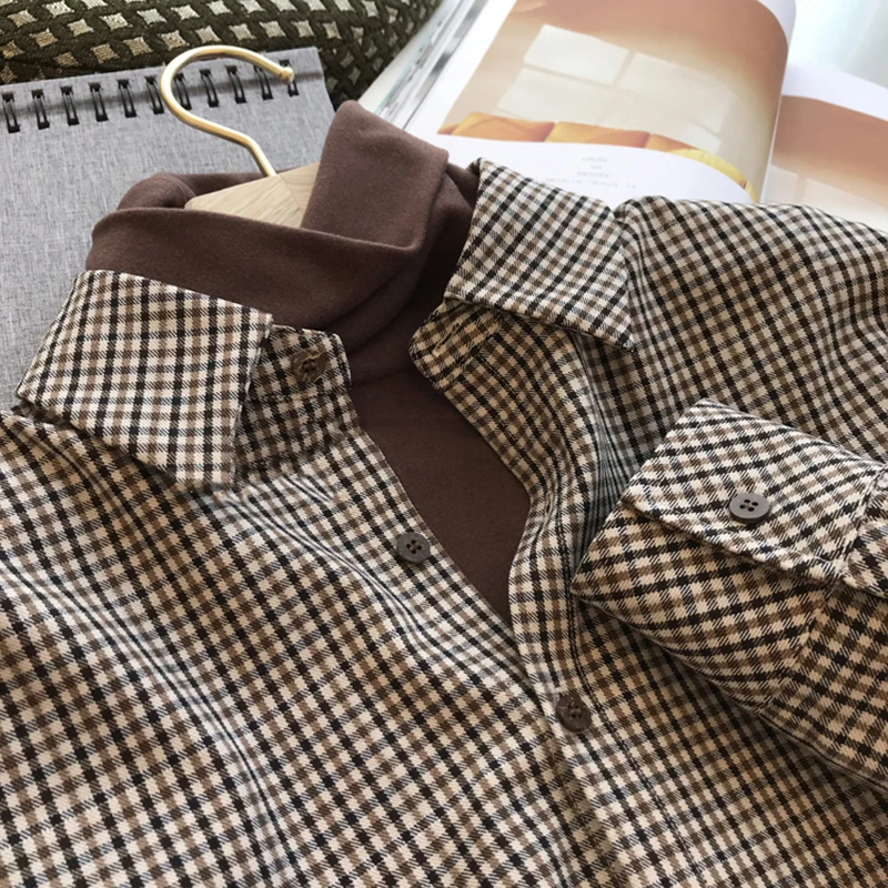 Women's Plaid Shirt Loose Long Sleeve Autumn Winter Casual Layering High-End Feelings Collar Button up Korean Style
Women's Plaid Shirt Loose Long Sleeve Autumn Winter Casual Layering High-End Feelings Collar Button up Korean Style