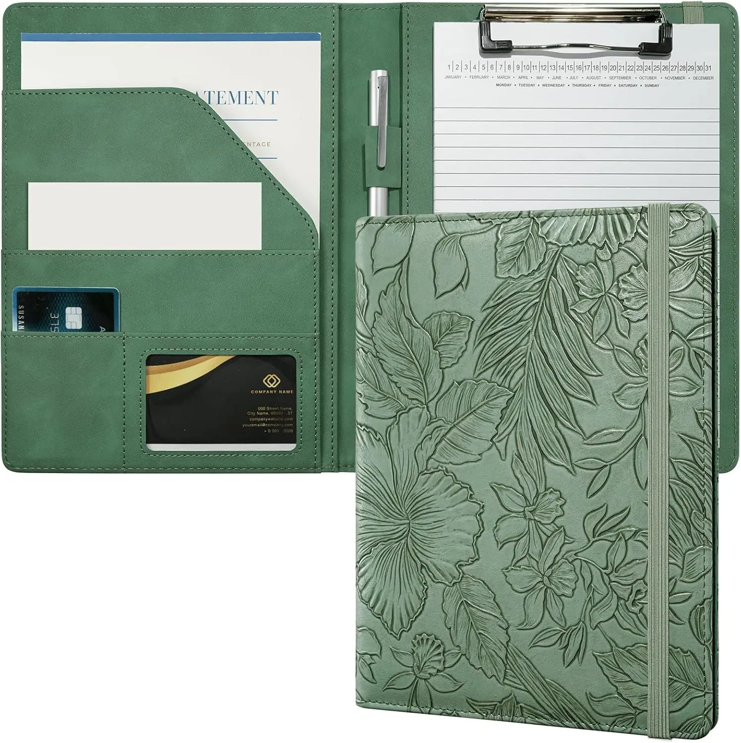Small Padfolio Clipboard Folder for 5x8 Inch Writing Pads, Compact A5 Portfolio for Business Office, Floral Green
Small Padfolio Clipboard Folder for 5x8 Inch Writing Pads, Compact A5 Portfolio for Business Office, Floral Green