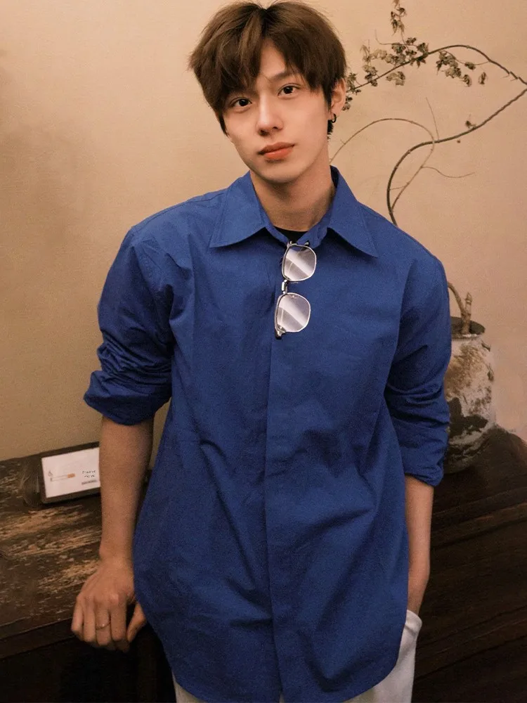 Klein Blue Pure Cotton Long Sve Men's irt Spring Autumn Casual Haome Loose Outerwear Button up Stand Fit irt
Klein Blue Pure Cotton Long Sve Men's irt Spring Autumn Casual Haome Loose Outerwear Button up Stand Fit irt