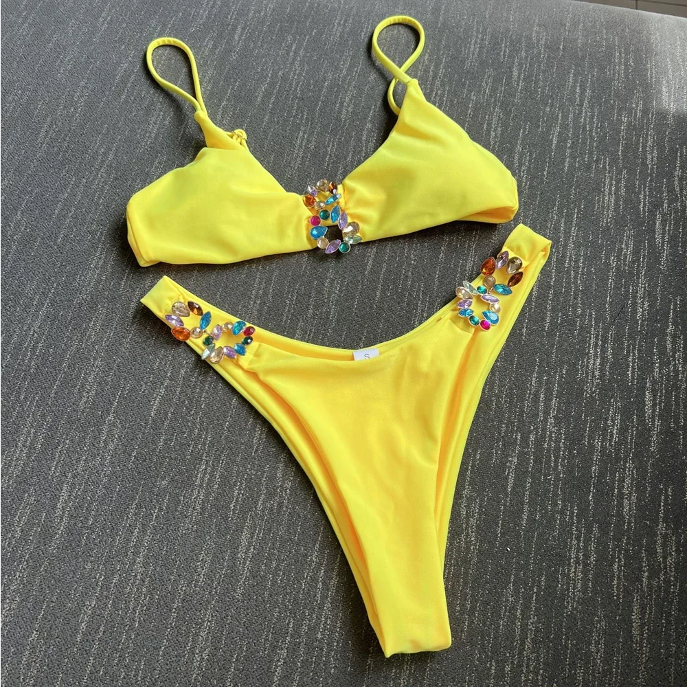 Colorful Rhinestone Swimsuit 2023 Women Two Piece Diamond Bikini Solid Color High Waist Suspender Backless Swimwear Bathing Suit
Colorful Rhinestone Swimsuit 2023 Women Two Piece Diamond Bikini Solid Color High Waist Suspender Backless Swimwear Bathing Suit