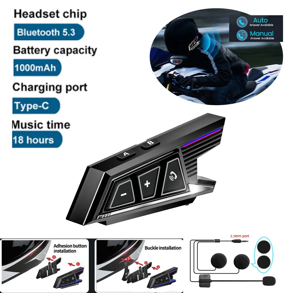 BT40Bluetooth 5.3 Helmet Headset Wireless Hands-free Call Phone Kit Motorcycle Waterproof Earphone Music Player Speaker for Moto
BT40Bluetooth 5.3 Helmet Headset Wireless Hands-free Call Phone Kit Motorcycle Waterproof Earphone Music Player Speaker for Moto