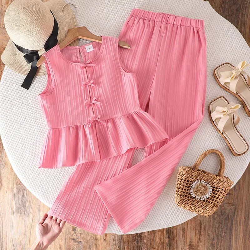 2025 Summer Child Clothes Sets Sleeveless O Neck Ruffles Pink Flare Pants Casual 2 Piece Sets Girls Clothes Sets 8-12T
2025 Summer Child Clothes Sets Sleeveless O Neck Ruffles Pink Flare Pants Casual 2 Piece Sets Girls Clothes Sets 8-12T